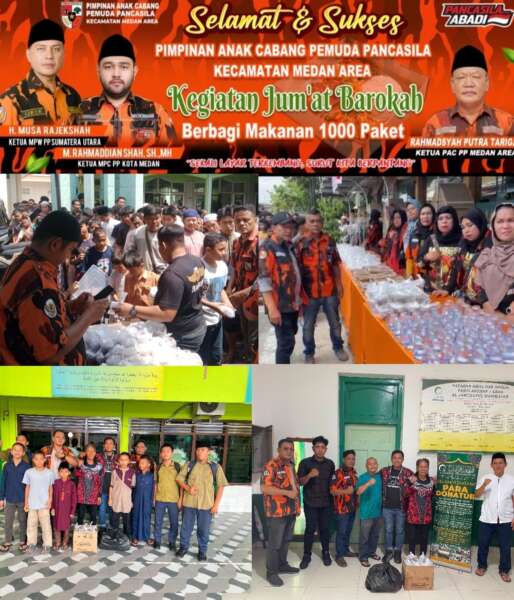 Jumat Berkah, Pemuda Pancasila Medan Area Bagikan 1.000 Paket Makanan